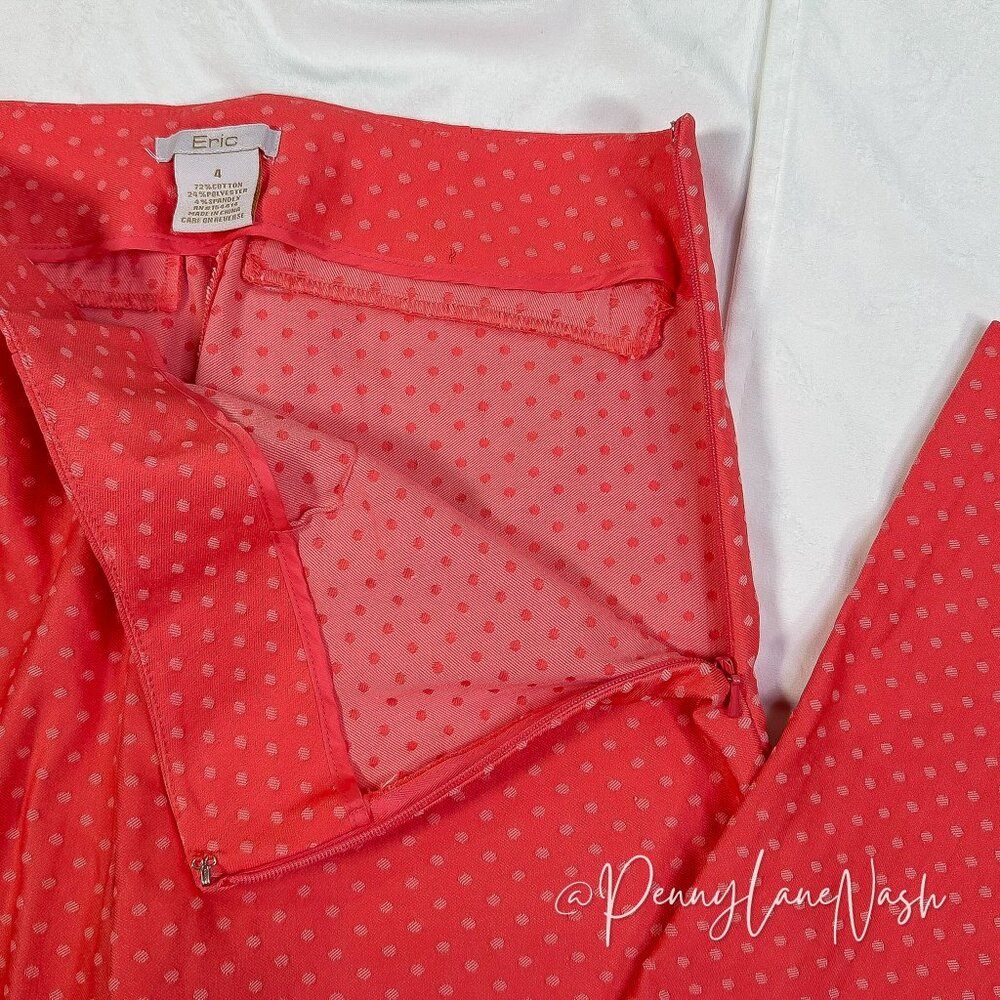 Eric Stella Mid-Rise Side Zipper Dotted Pants Size 6 Coral - Picture 11 of 15